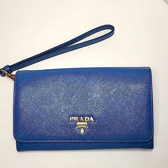 Prada Saffiano 1M1438 Wallet/Wristlet (bi-fold) Cobalto - Picture 2 of 13